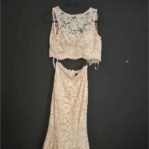 2 piece pink  lace gown size 0